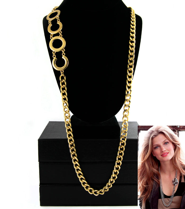 COCO  LONG CHAIN NECKLACE -  GOLD