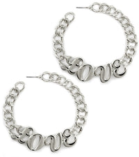 'LOVE' Curb HOOP EARRINGS