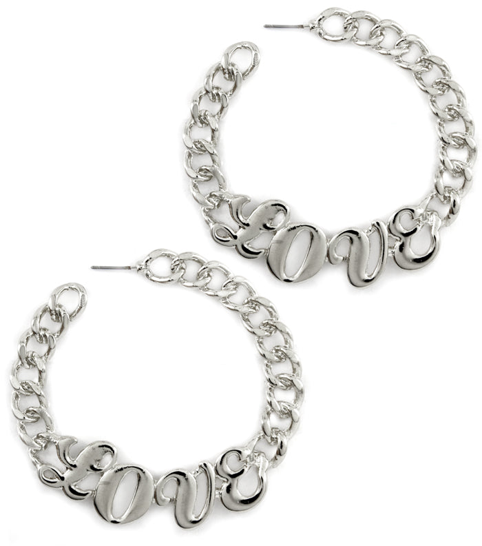 'LOVE' Curb HOOP EARRINGS