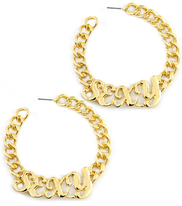 'SEXY' Chain HOOP EARRINGS