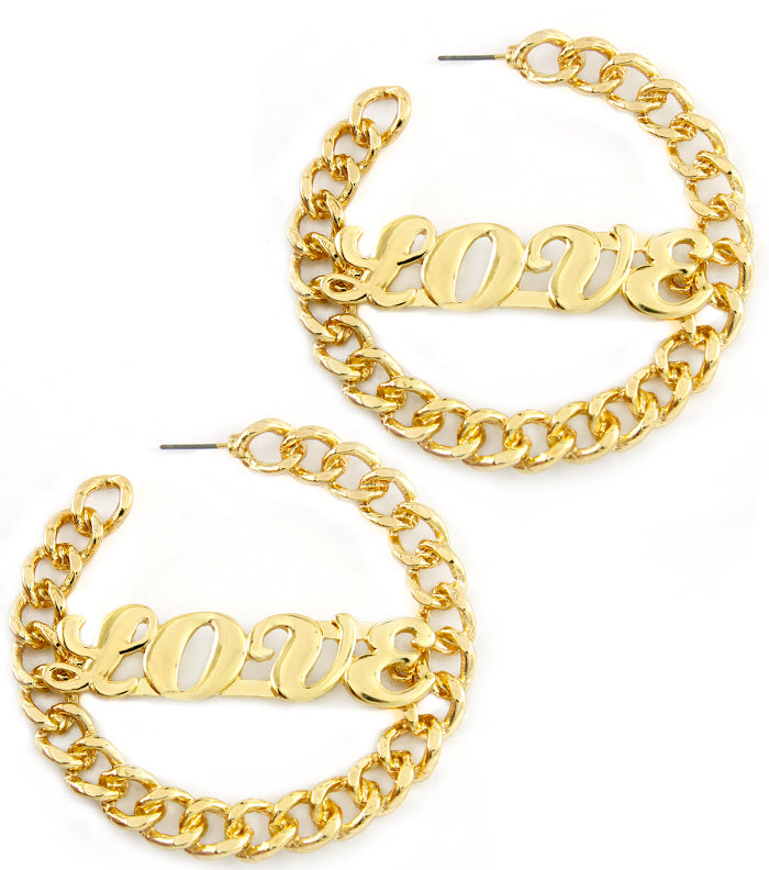 "LOVE" Curb-Ketten-Creolen