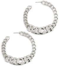"RICH" Curb Chain HOOP EARRINGS