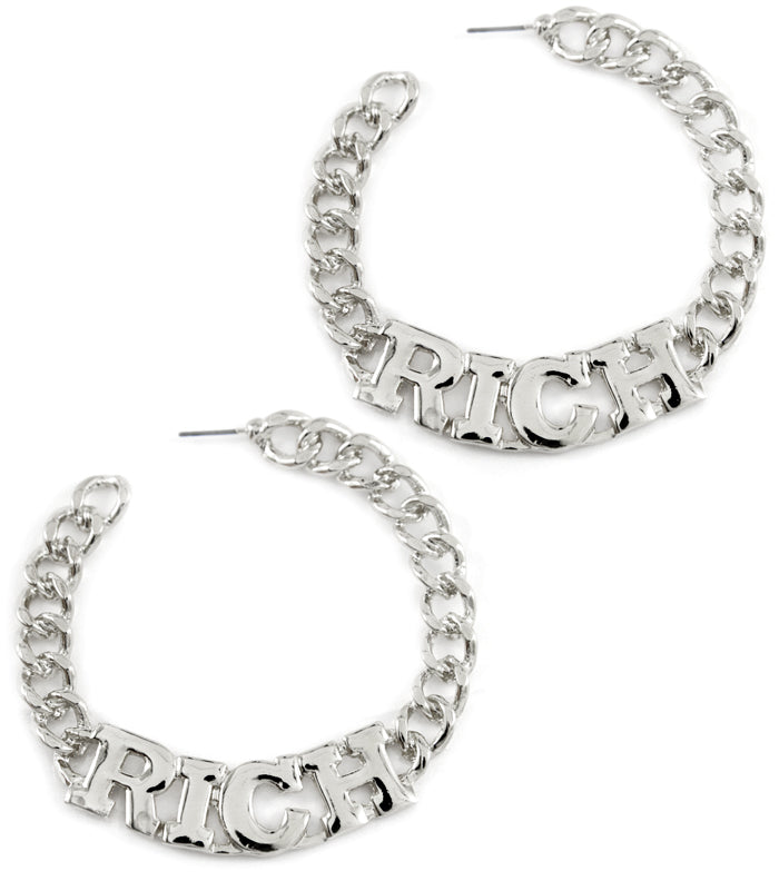 "RICH" Curb Chain HOOP EARRINGS