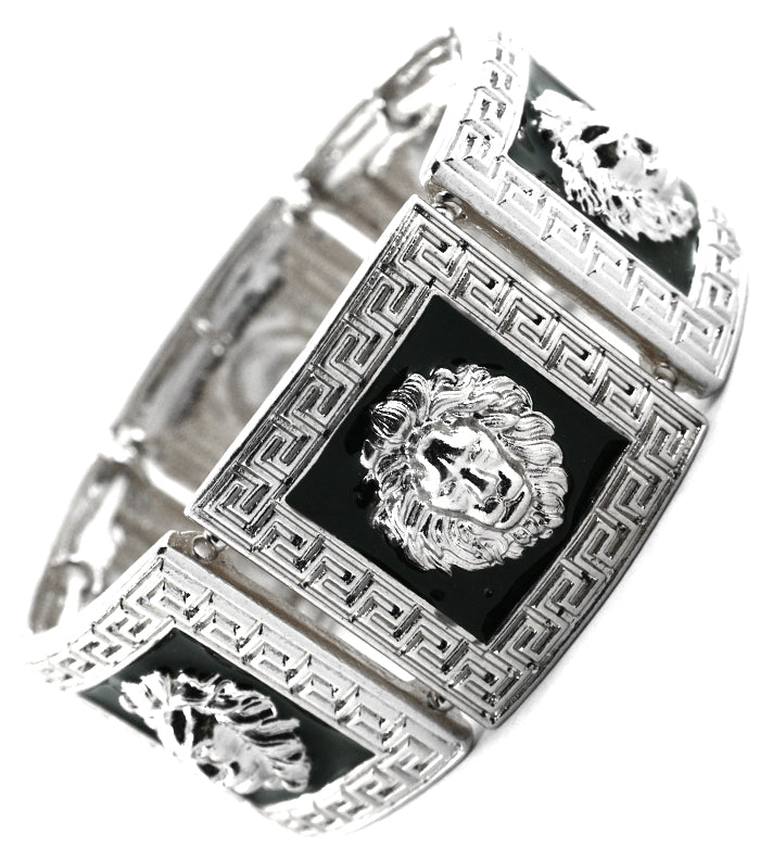 Schwarz-goldenes Armband mit Löwenkopf