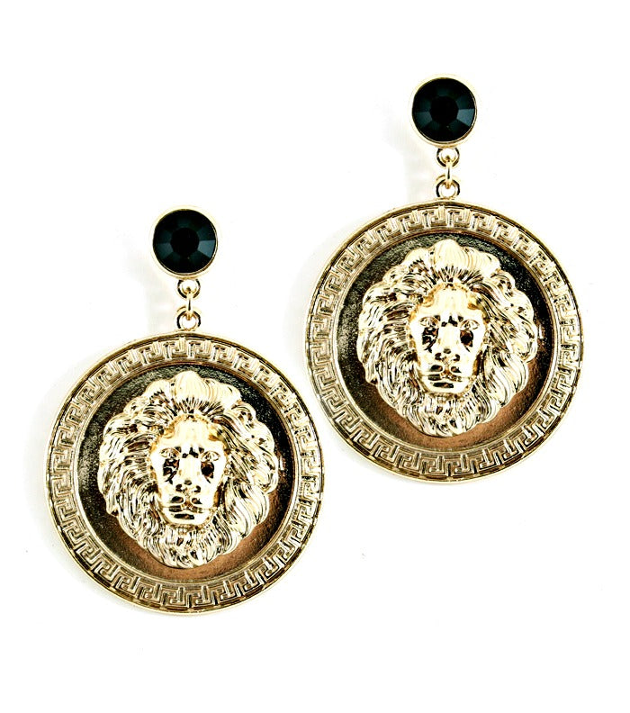 Lion Head Dangle Earrings