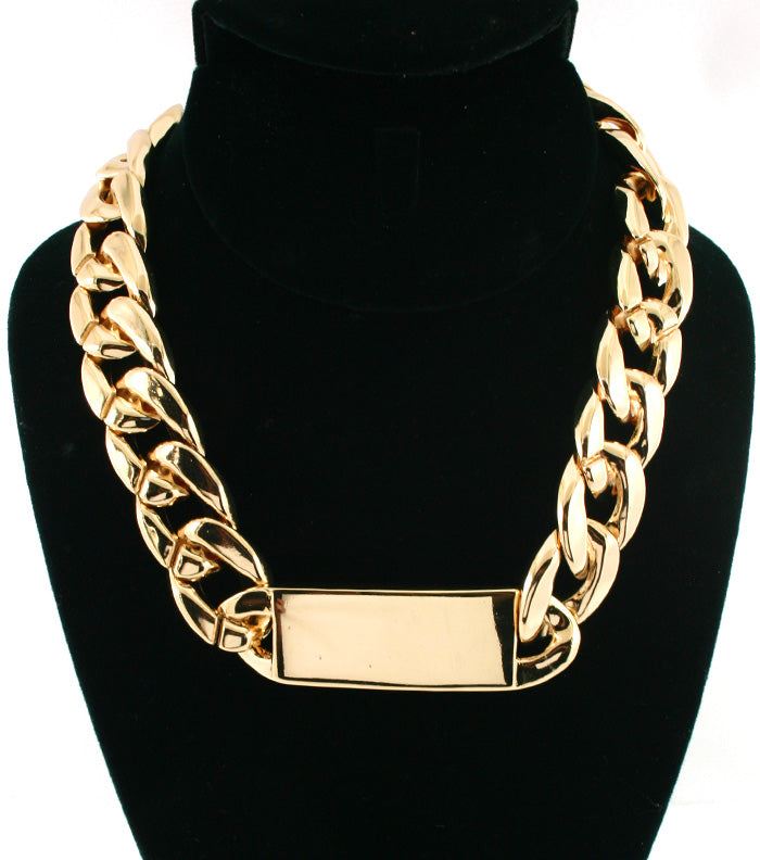 Urban Glam Bold Statement ID Necklace - Gold
