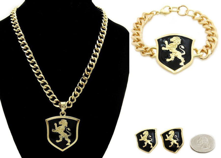 LÖWEN-DESIGN HALSKETTE, ARMBAND & OHRRING-SET