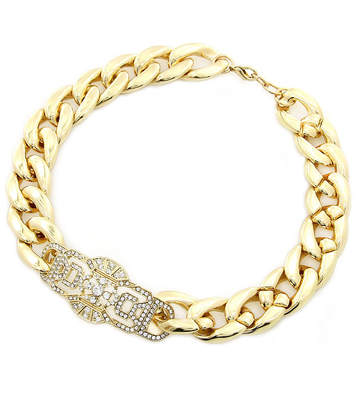 “RIHANNA”  ID CHAIN NECKLACE   - GOLD