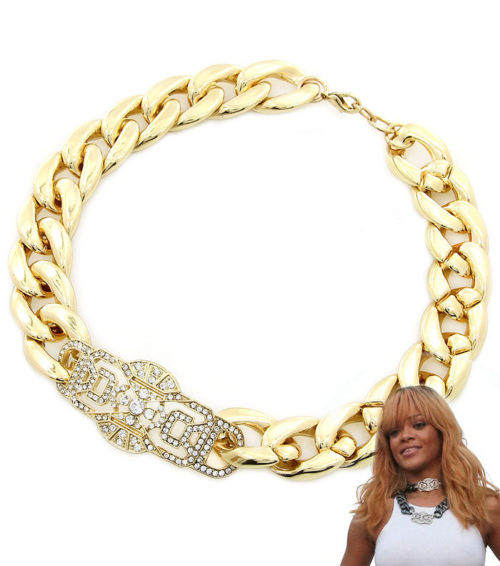 “RIHANNA”  ID CHAIN NECKLACE   - GOLD
