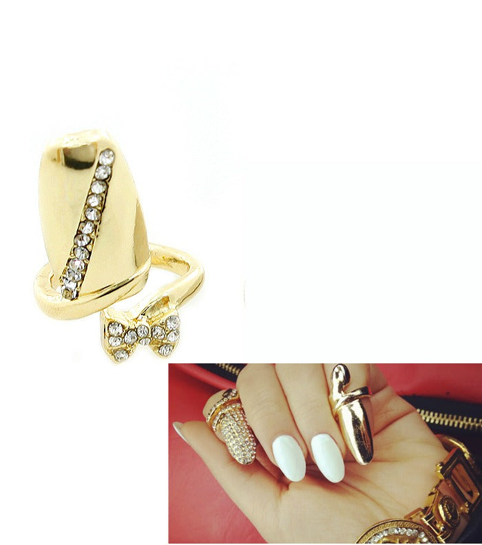 Adjustable Crystal Finger Tip Nail Ring