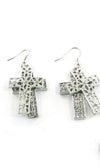“Kourtney”  Crystal Fish Hook Cross Earring
