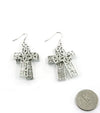“Kourtney”  Crystal Fish Hook Cross Earring - Gold