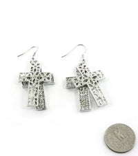 “Kourtney”  Crystal Fish Hook Cross Earring