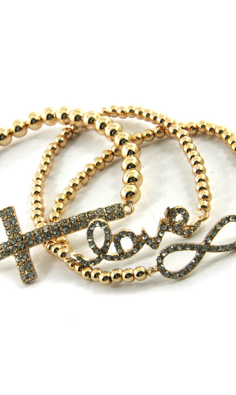 ArmCandy Kristallkreuz-LOVE-Armbänder-Set