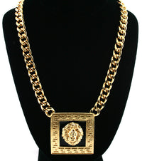 Designer Inspired  Square LionHead Necklace - Black