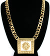 Designer Inspired  Square LionHead Necklace - Black