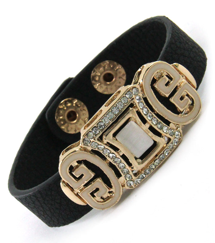 LEDER-KRISTALL-ARMBAND