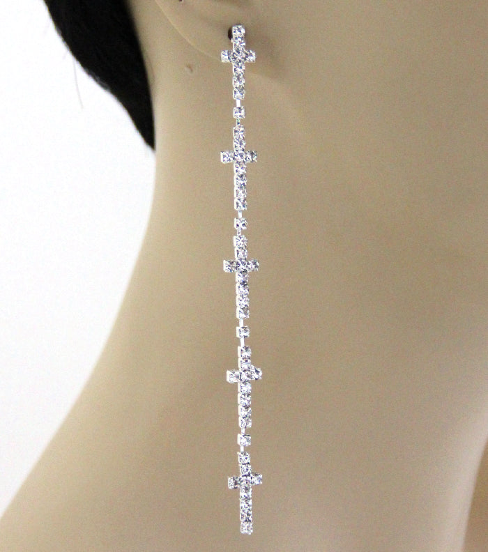 'Paris' Crystal  Cross Earrings