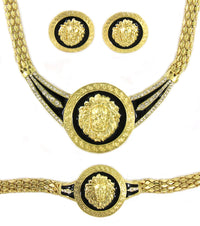 Designer Inspired  LionHead  Necklace Earring & Bracelet Set