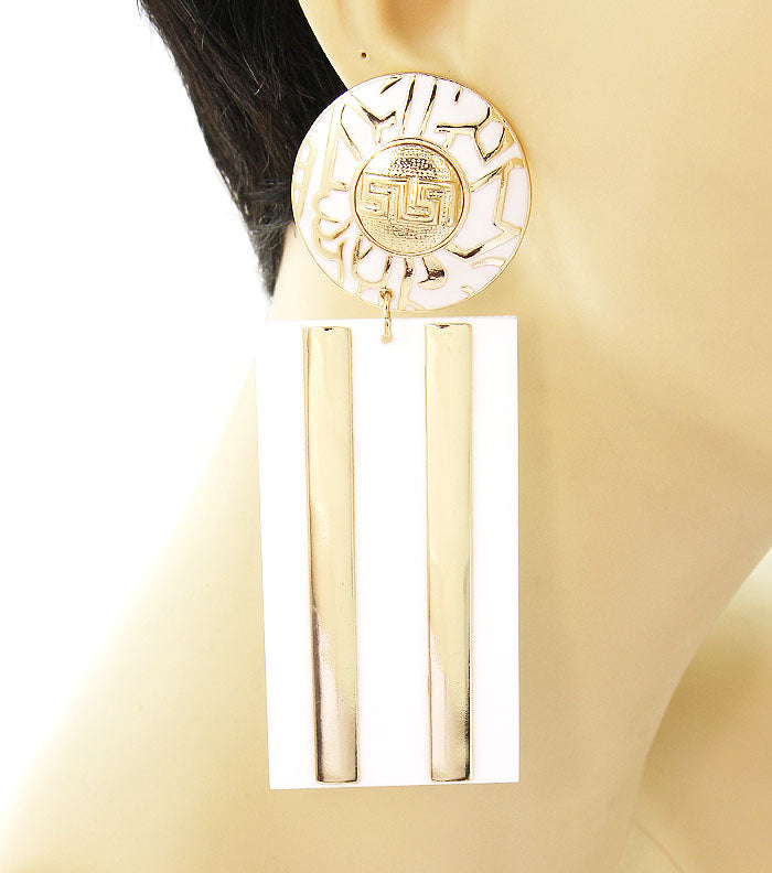 Laser Cut Rectangle Earrings