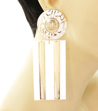 Laser Cut Rectangle Earrings  - Black