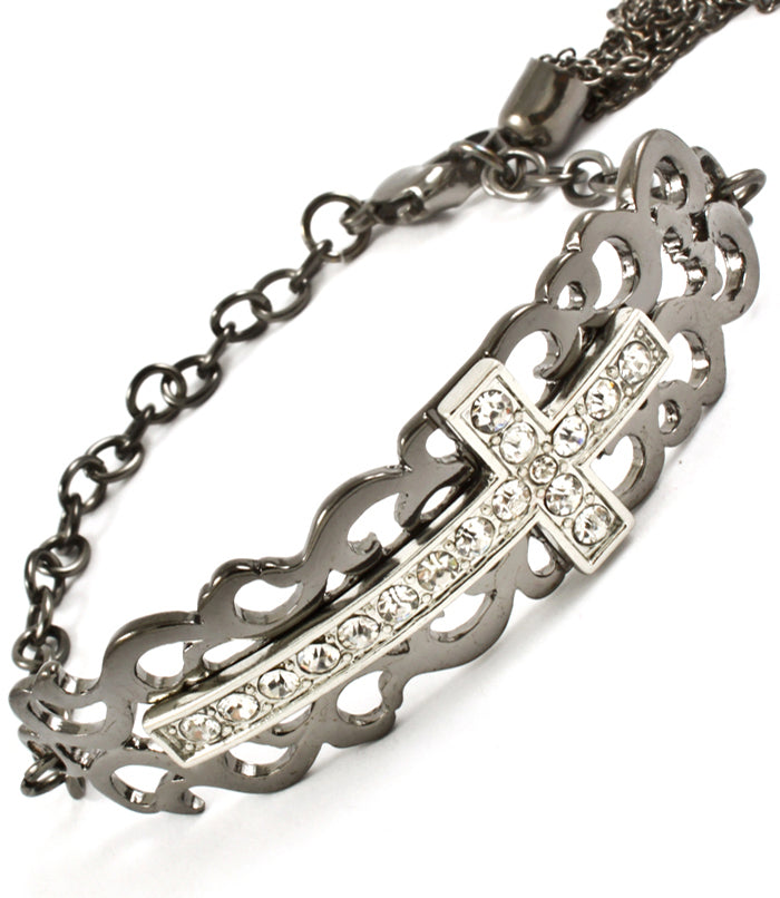 'JADA' CRYSTAL STUDS  CROSS BRACELET