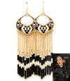 'Nicole'  Hawaii Tassel Bead Fish Hook Earrings - Multi