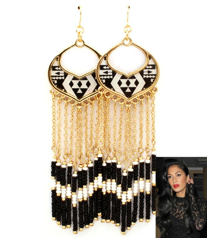 'Nicole'  Hawaii Tassel Bead Fish Hook Earrings - Multi