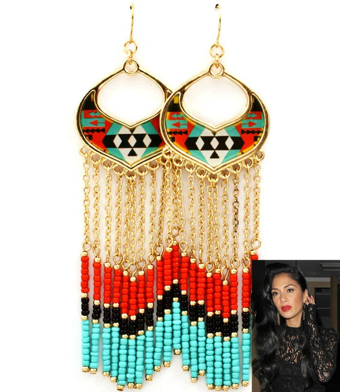 'Nicole'  Hawaii Tassel Bead Fish Hook Earring