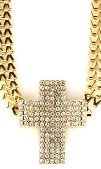 "QUEEN" CRYSTAL CROSS NECKLACE