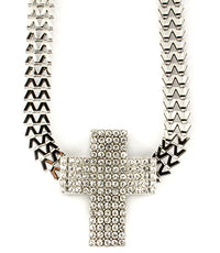 "QUEEN" CRYSTAL CROSS NECKLACE