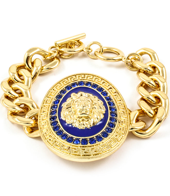 DESIGNER-INSPIRIERTES LÖWENKOPF-ARMBAND – BLAU