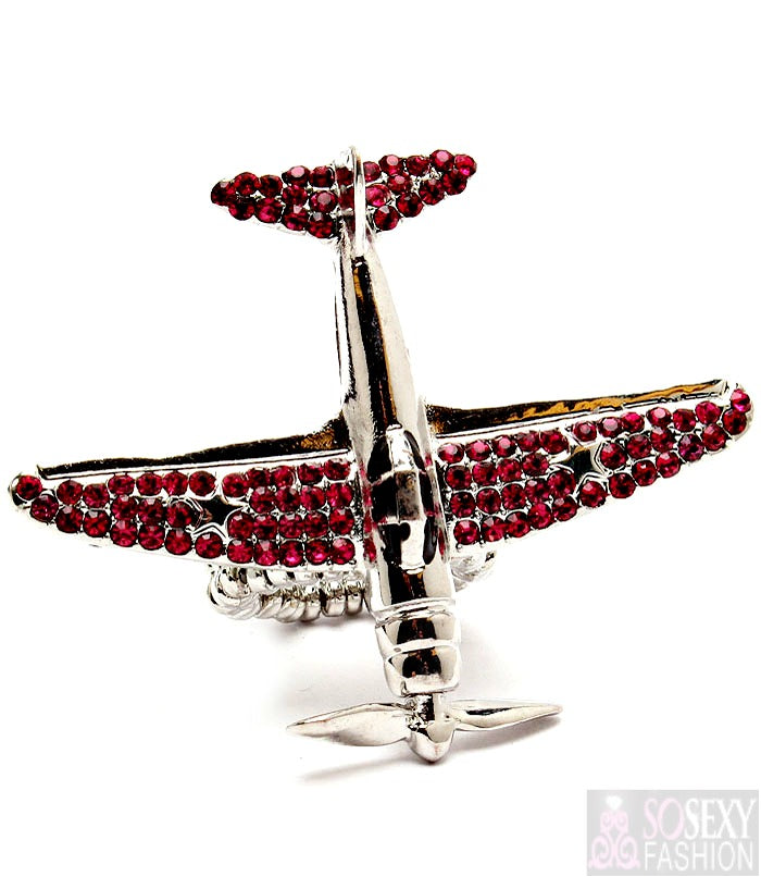 “Airplane” Stretch Crystal Studs Ring