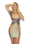 "Nicki" Gold and Silver Bandage Dress