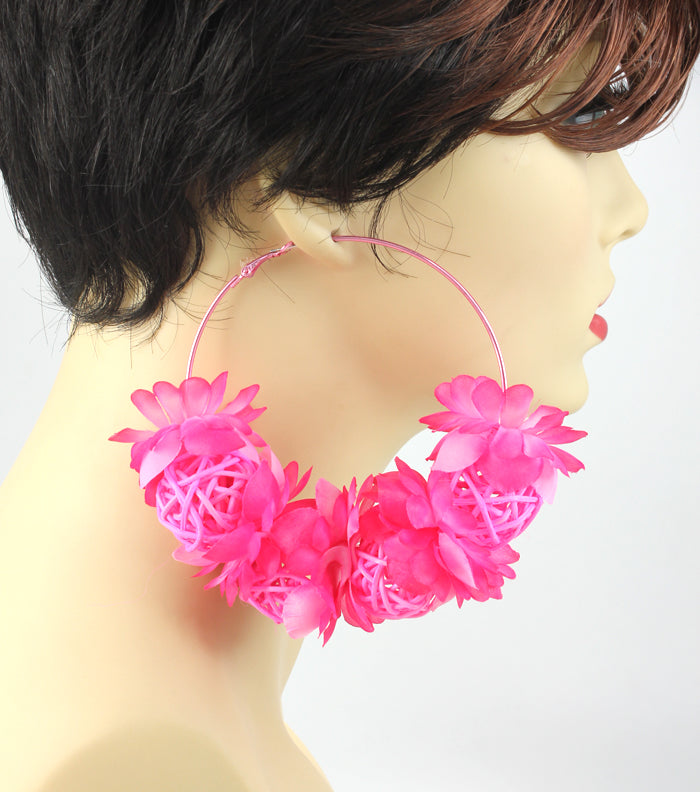 'HONEY BEE' FABRIC HOOP EARRING - ORANGE