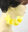 'HONEY BEE' FABRIC HOOP EARRING - ORANGE