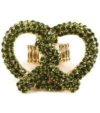 Stretch Crystal Pretzel Shaped Ring - Green