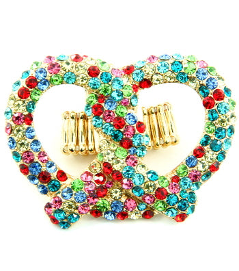 Stretch Crystal Pretzel Shaped Ring