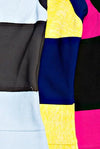 'IVY'  COLOUR BLOCK LUXE V-NECK BODYCON DRESS - BLUE