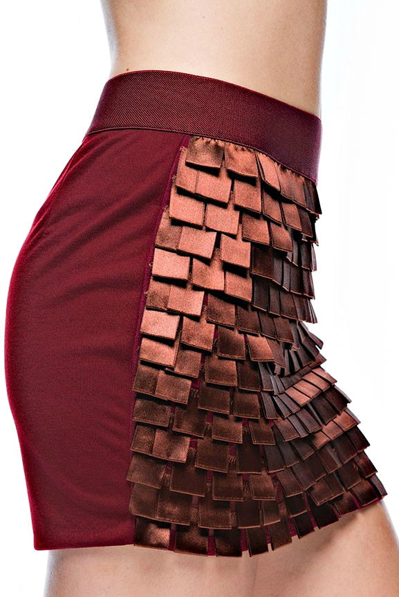 “Kylie Minogue”  Tiered Square Cut Mini Skirt
