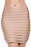 Tiered Luxe Bandage Nude Mini Skirt