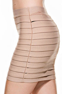 Tiered Luxe Bandage Nude Mini Skirt