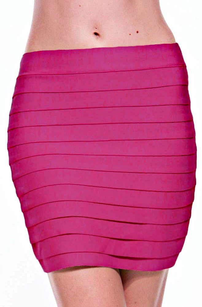Tiered Luxe Bandage Nude Mini Skirt