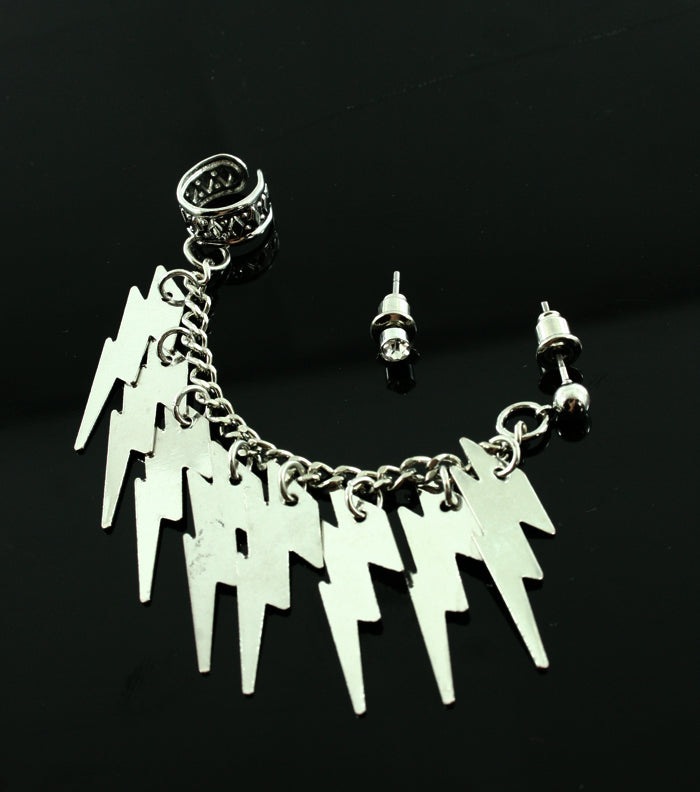 Ear Cuff Lightning Bolt Crystal Earrings