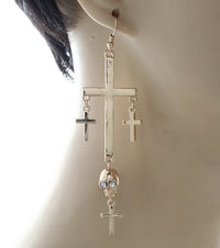 'MILEY' FISH HOOK CROSS EARRINGS
