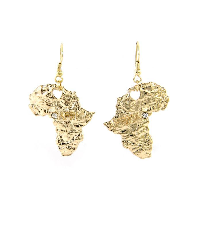 AFRICA MAP GOLD CRYSTAL EARRINGS - Jewellery