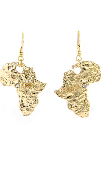 AFRICA MAP GOLD CRYSTAL EARRINGS - Jewellery