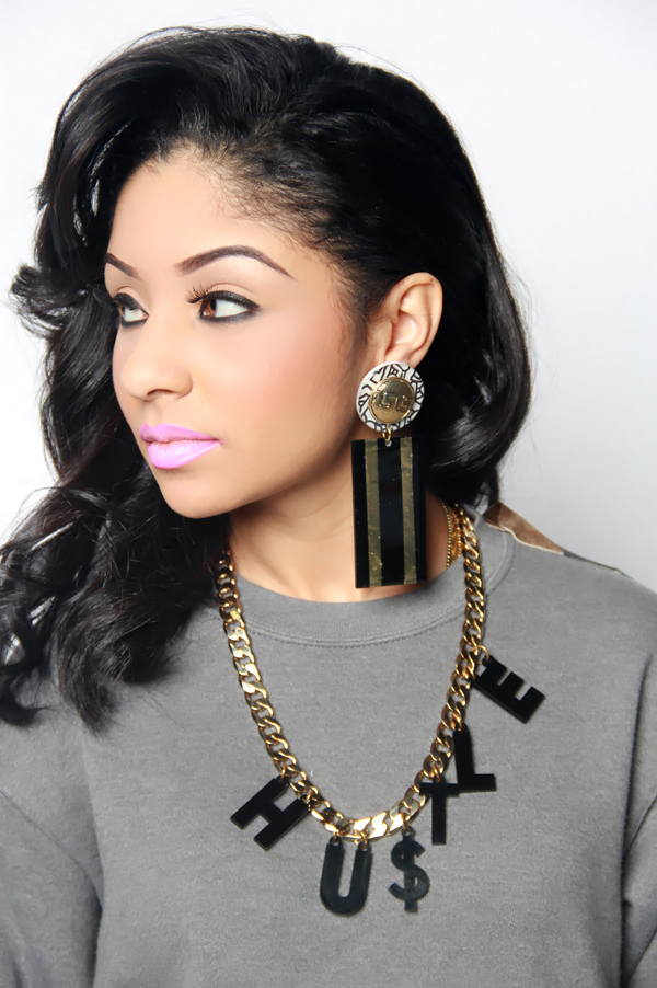'JADORE'  Laser Cut Rectangle Earrings  - BLACK/GOLD