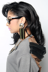 Laser Cut Rectangle Earrings  - Black