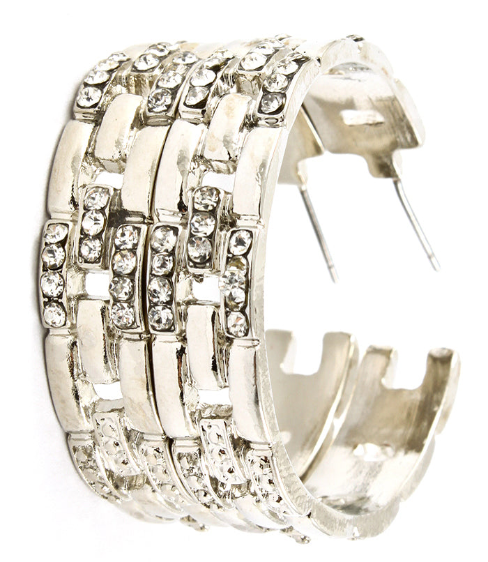 CRYSTAL STUDDED HOOP EARRINGS - GOLD